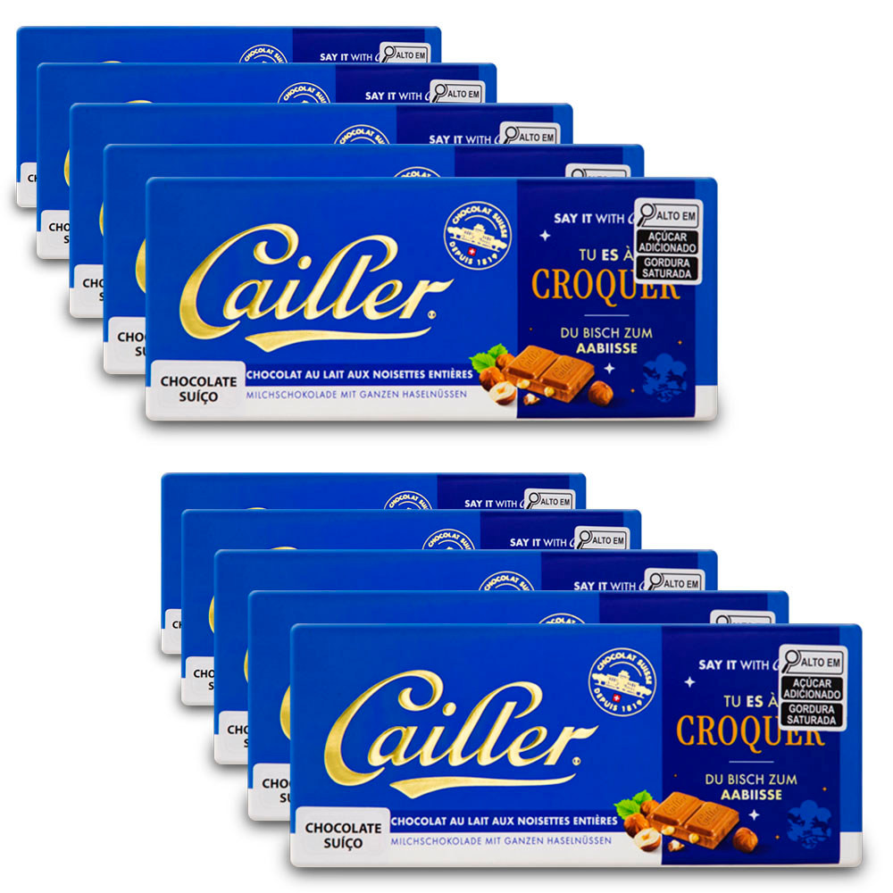 Chocolate Cailler Avelãs Inteiras Kit 10 Barras de 100g | Shopee Brasil