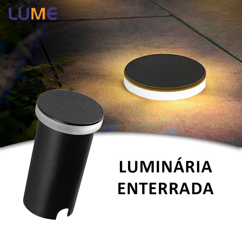 LUME Luminária De Solo Embutida LED IP67 Tensão Dupla 3W Ideal Para Jardins E Pátios Ao Ar Livre-DM2 DM3