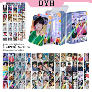 124 Pçs/Caixa BTS Photocards JUNGKOOK Cartão LOMO Holográfico V SUGA JIN Adesivo De