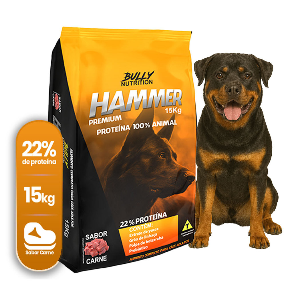 Ração Proteica Para Cachorro Rottweiler Hammer Premium 15kg | Energia e ...