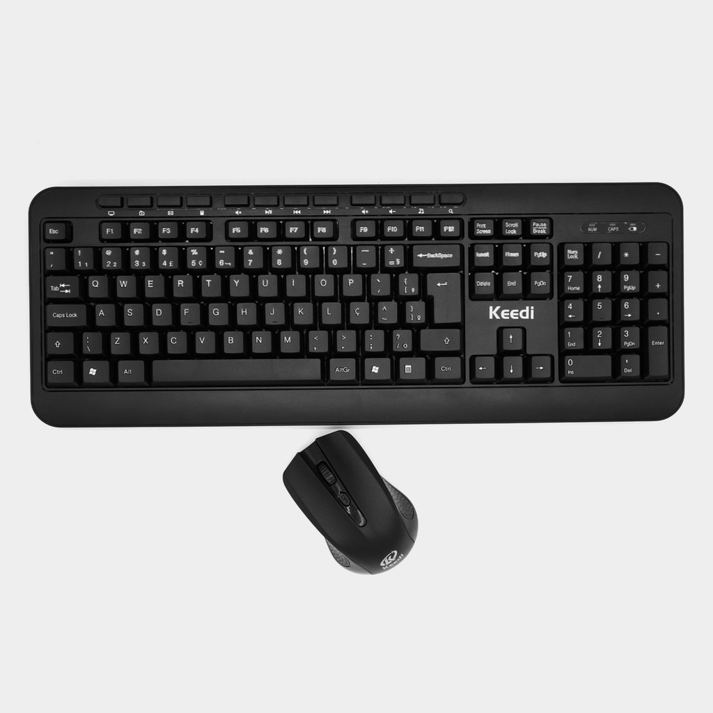 Kit Teclado e Mouse Sem Fio Compacto 2.4GHz Com Nano Receiver Keedi KEEDI-TEC809