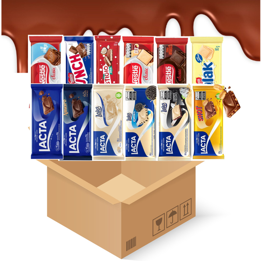 Kit lacta e Nestlé Barras Sortidas 12 Unidades | Shopee Brasil