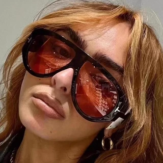 Óculos De Sol Piloto Femininos Em Forma De T De Luxo Grande Moldura One Piece Gradient Sunglasses Retro Clássico UV400 Grossos