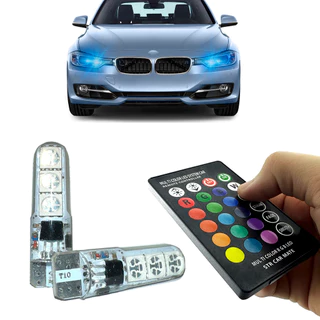 Par lampada led automotivo pingo T10 RGB 16 Cores + Controle Farolete Carro Meia Luz em Oferta na Shopee