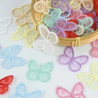 20/50/100Pcs 4,5 * 4cm Panos De Malha Bordados Borboletas Patches Bordada Appliques De Roupa De Bricolage Suprimentos De Costura Clipes De Cabelo Acessórios