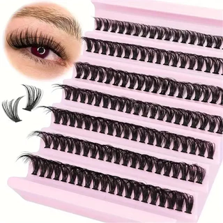 140 Pcs 50D Aglomerados De Cílios DIY Pestanas Individuais Naturais Wispy Eyelash Extension 9-16mm D Curling Fluffy Falsas Reutilizáveis ,