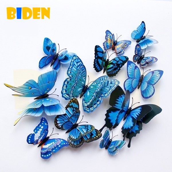 12 Borboletas Simuladas Pasta Tridimensional para Decoração Criativa de Parede do Quarto das Crianças