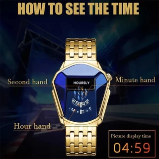 Moda Masculina Conjunto De Diamantes De Luxo Hip Hop Square Romanos Pulseira De Aço De Quartzo + Bracelete Oval