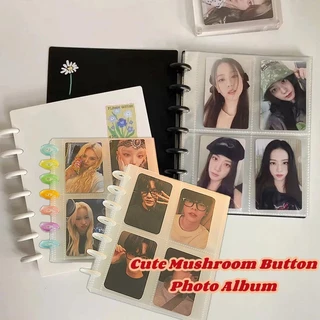 A5 Álbum De Botões De Cogumelos Fichário De 80 Bolsos De 3 Polegadas Armazenamento De Cartões Lomo Livro De Coleção De 7 Buracos Dentro Da Página Mangas Papelaria Presente