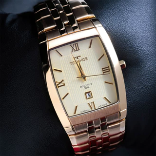 Relógio Technos Masculino Analógico Dourado Quadrado 1N12MP/4X