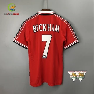 98/99 Man United ML Manga Longa Home 1998/1999 Uniformes Beckham