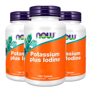 Kit 3x Potássio Plus Iodo Now Foods Potassium plus 180Tablts /Made in Usa