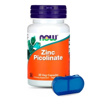 Picolinato de Zinco 50 mg Now Foods 30 Cáps Importado + Porta Cápsulas