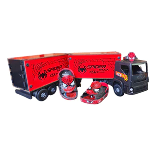 Kit Papete Infantil + Caminhão Bi Trem De Madeira Spider