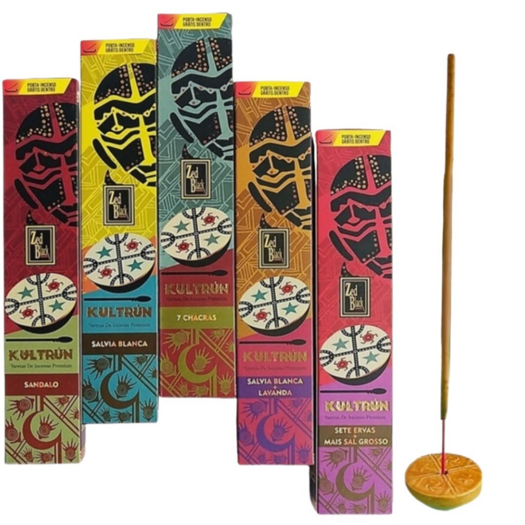 Incenso Indiano Kultrún Zed Black - Varios Aromas - Escolha O Seu