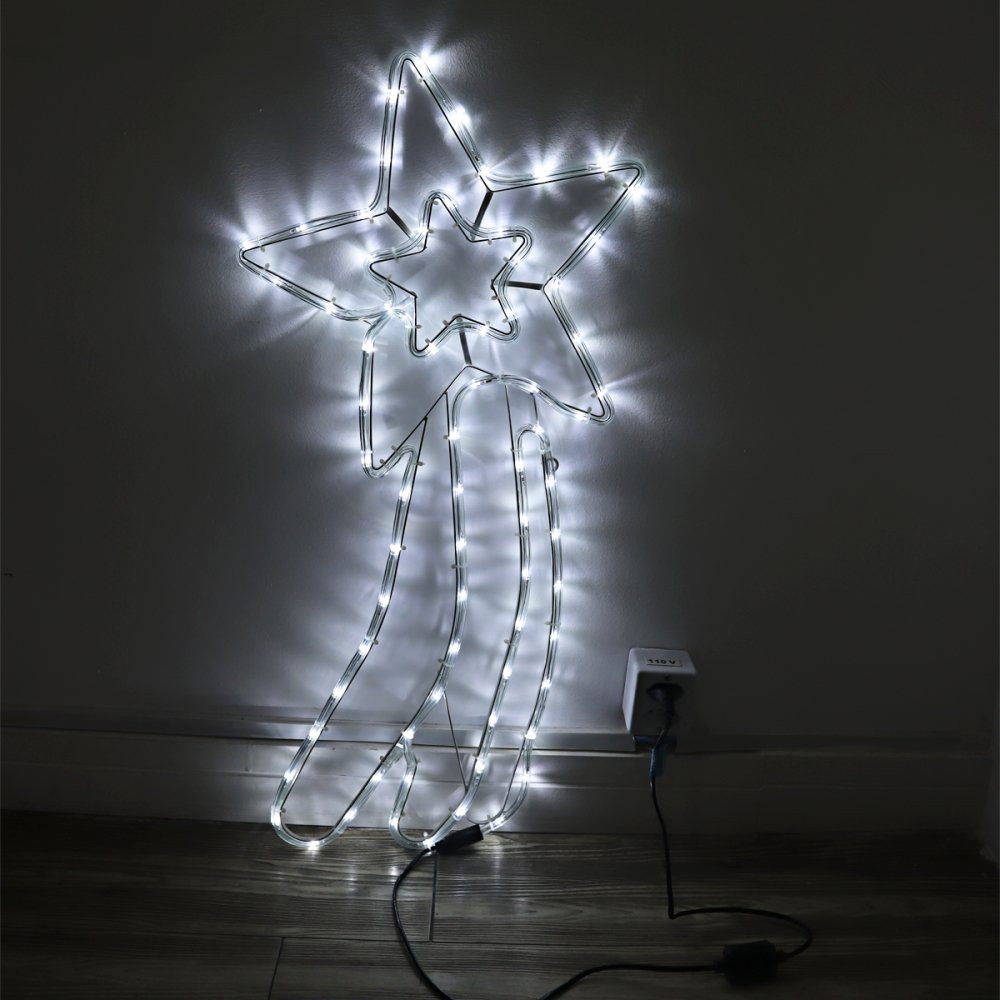 Pisca Estrela Cadente Natal decorativo Natalino Mangueira Interna e Externa Branco Frio 127v