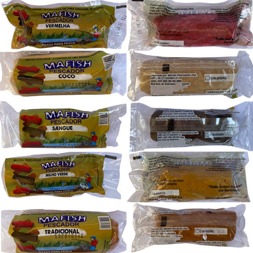 Kit 5 Massa Pesca Mafish Fedidinha 200g Varios Sabores 