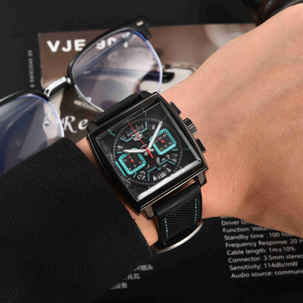 Tg Monaco Series Design Exclusivo Mostrador Oco Movimento De Quartzo Cronógrafo Multifuncional À Prova D'água Simples Casual Business Masculino Popular Relógio De Aço Inoxidável