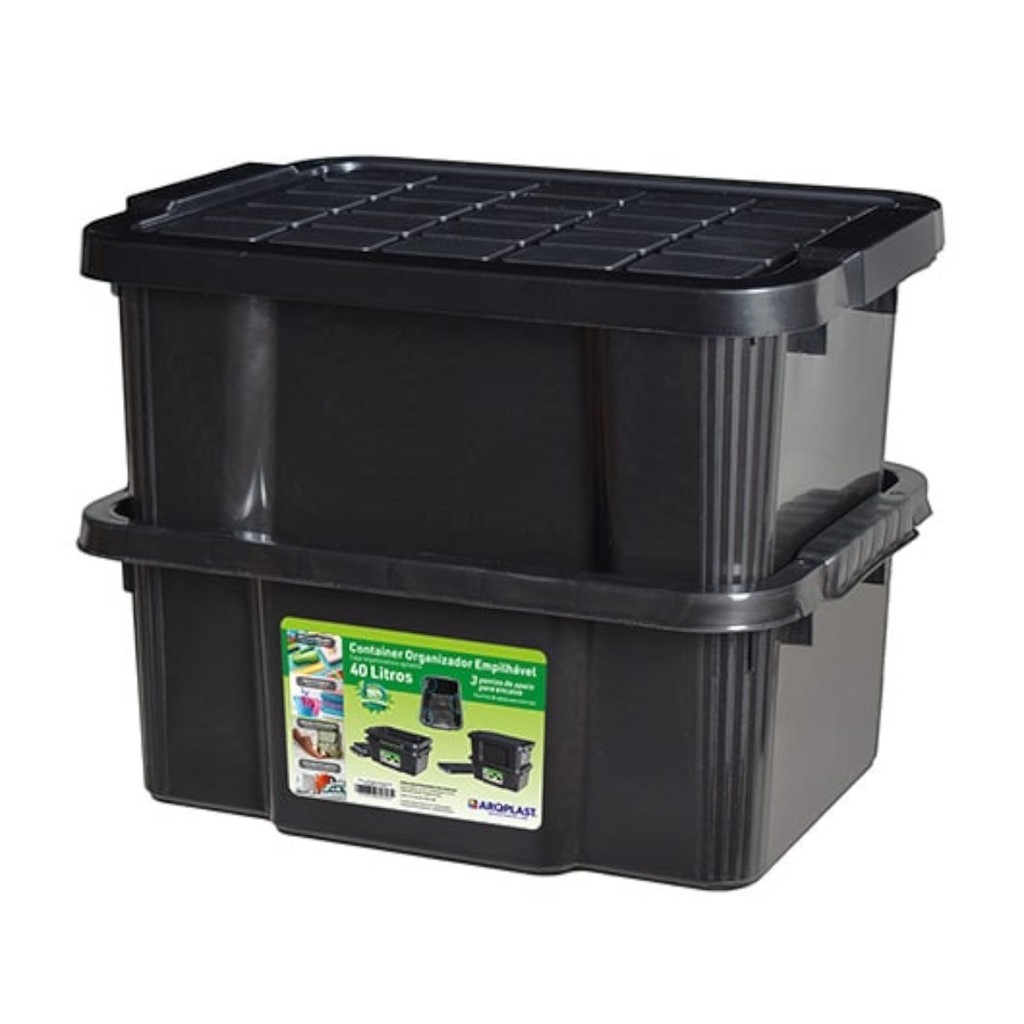 Kit Caixas Organizadora 15l, 25l, 40l Grande C/Tampa e Trava Cesto para Brinquedos e Multiuso