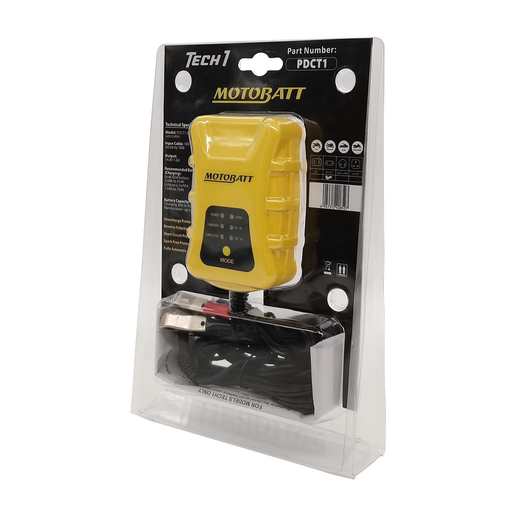 CARGADOR BATERIA MOTO MOTOBATT BABY BOY 6V/12V 500 MA GEL/AGM
