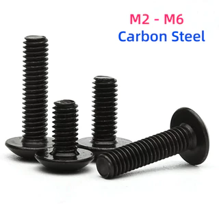 M2 M2.5 M3 M4 M5 M6 Cruz De Aço Carbono Preto Parafusos Grandes De Cabeça Plana De Cogumelo