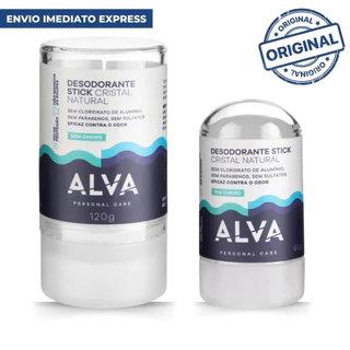 Desodorante Alva Stick Kristall Sensitive 120g 60g 90g Cristal Sem Alumínio Sem perfume 100% Natural