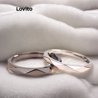 Lovito 925 Anel De Casal De Diamante De Prata Abertura Simples Homens Ajustáveis Dia Dos Namorados Mulheres LSW08172