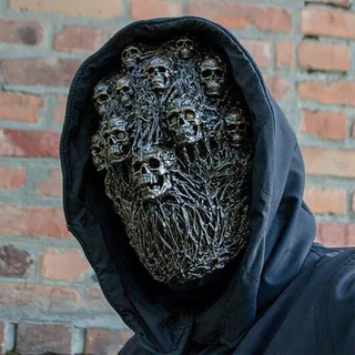 Máscara De Caveira De Cabeça Cheia Horrível De Halloween , A Vapor , Adereços De Cosplay De Palhaço Assustador Adulto Zumbi Adulta