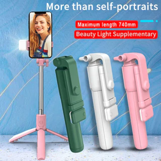 Telefone Celular Selfie Stick Tripod Tripé Bluetooth Remoto Sem Fio Selfi Suporte Para Com Luz De Preenchimento De Beleza