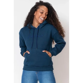 Blusa Feminina Moletom Canguru Polo Wear Azul Escuro
