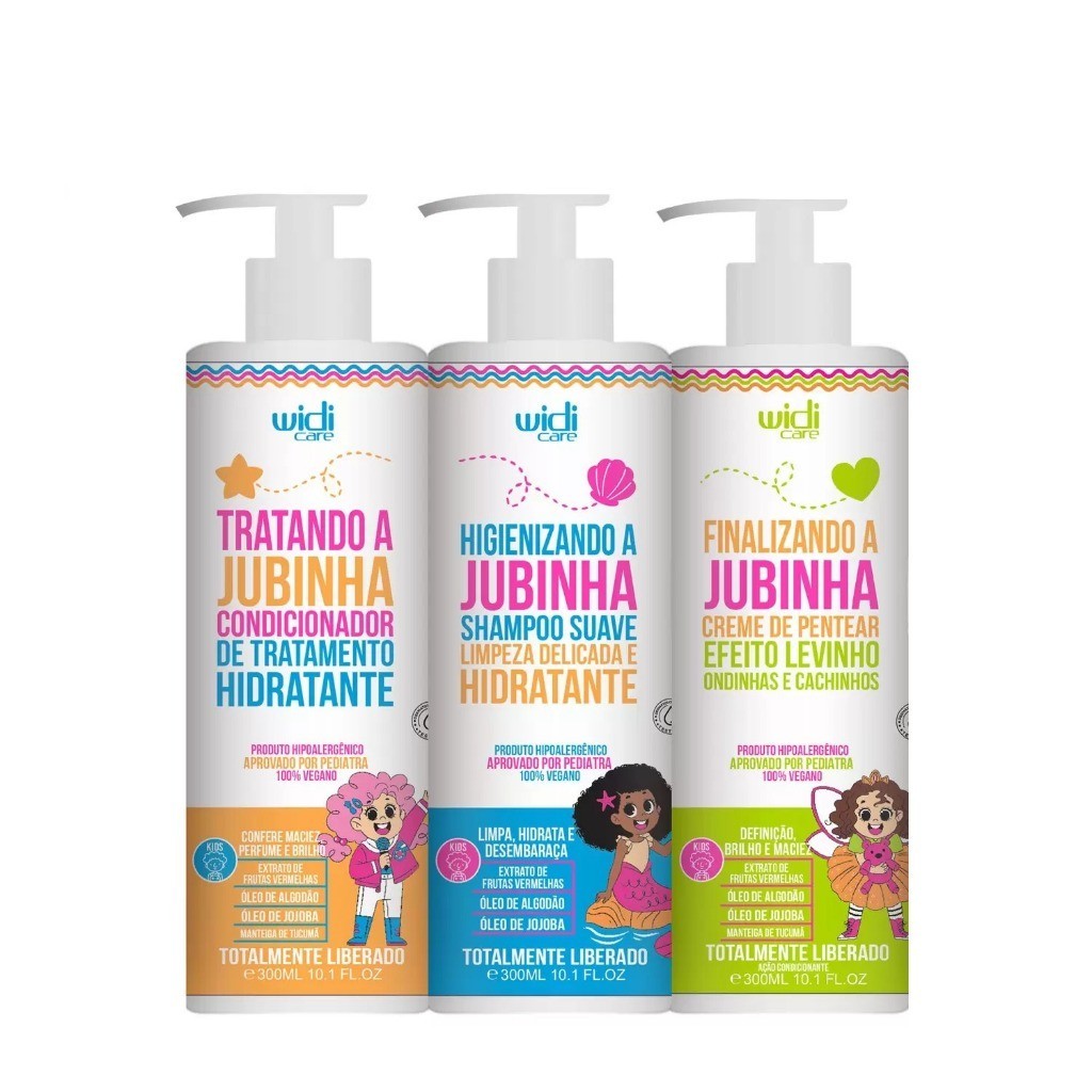 Jubinha Kit Shampoo,+ Condicionador + Creme de Pentear Efeito Levinho - Widi Care