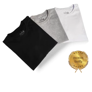 kit 3 camiseta básica masculina camisa Lisa 100% Algodão Confortável