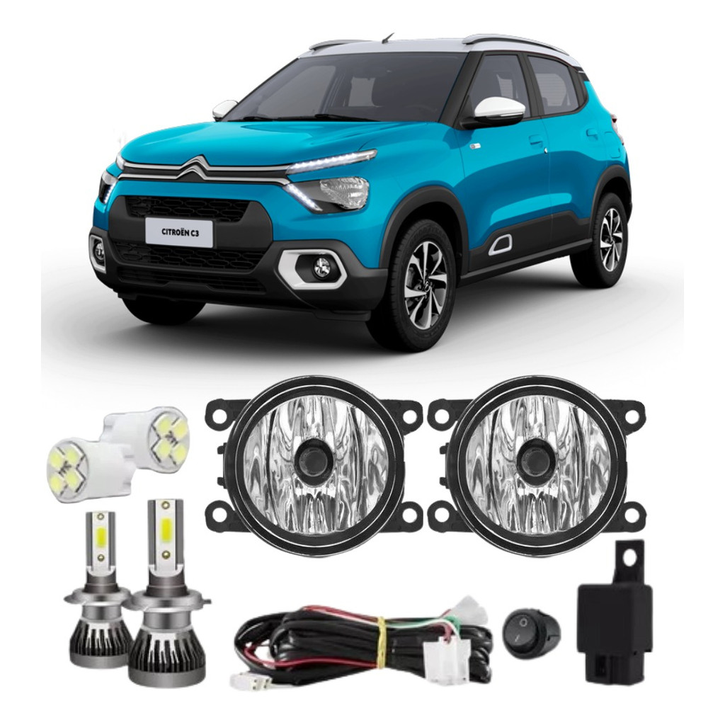 Kit Farol De Milha Neblina Citroen C3 Todos Anos Com Ultra Led