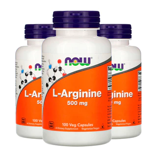 Kit 3x L-Arginina 500mg Now Foods 100 Caps Veg No Brasil /Made in Usa