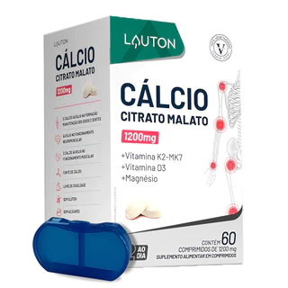 Cálcio Citrato Malato, K2, D3 Lauton 60Comp + Porta Cápsulas
