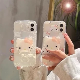 Linha Hello Kitty Bonita Estojo Para Telefone Com Suporte KT Samsung S24 S20 S21 S22 S23 S30 Plus Ultra FE S23FE A13 A23 A32 A34 A54 A53 À Prova De Choque Capa Traseira Macia E Transparente