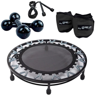 Kit Aeróbico Mini Jump + Corda + Caneleira 5 kg+ Halter 2 Kg