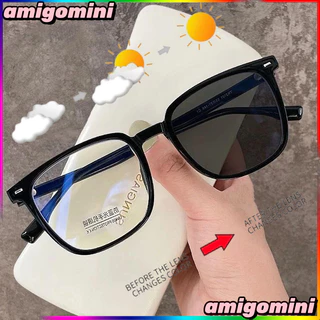 Óculos De Sol Masculino Fotocromáticos Quadrado Preto Grosso Quadro Anti-Luz Azul Guarda-UV400