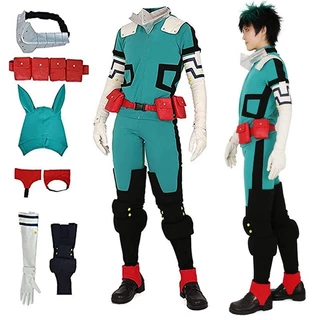 Midoriya Deku Batalha Cosplay Anime Traje Meu Herói Academia Botas Sapatos Unisex Peruca Macacão Conjunto Para O Dia Das Bruxas JK VT
