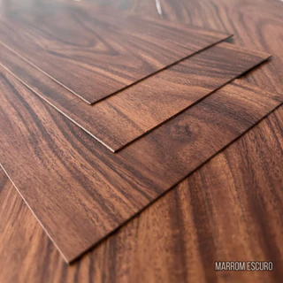36 Peças Piso Vinílico Painel Revestimento Adesivo Marrom Escuro Lavável Madeira 91cm x 15cm