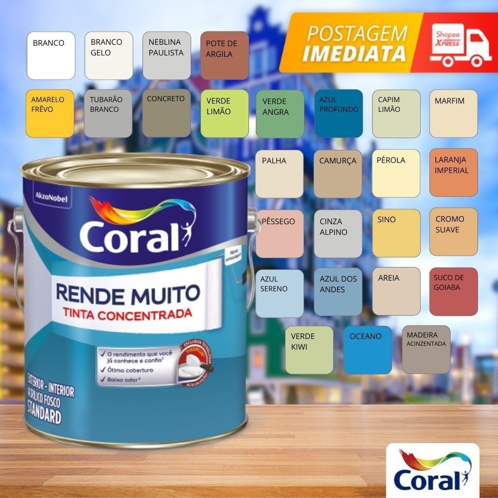 Tinta Rende Muito Coral Acrílica 3,6 Litros Branco Fosco Coral Original ...