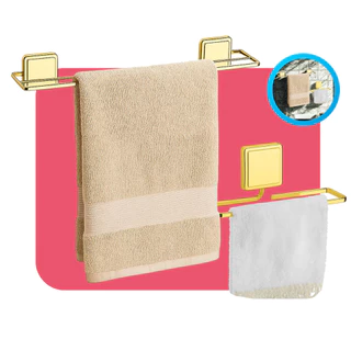 Kit Banheiro Porta Toalha Banho Rosto Toalheiro Banheiro Parede Fixação Adesivo Gold Dourado Future em Oferta na Shopee