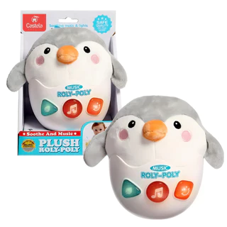 Pelúcia Musical Pinguim Cinza Interativo Com Som e Luz CBS0341 Castela