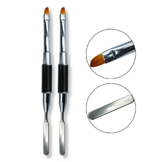 Kit 2 Pincel Espátula Ponta Dupla 2 em 1 Unha de Gel Polygel Manicure Nail Designer Função Dupla em Oferta na Shopee
