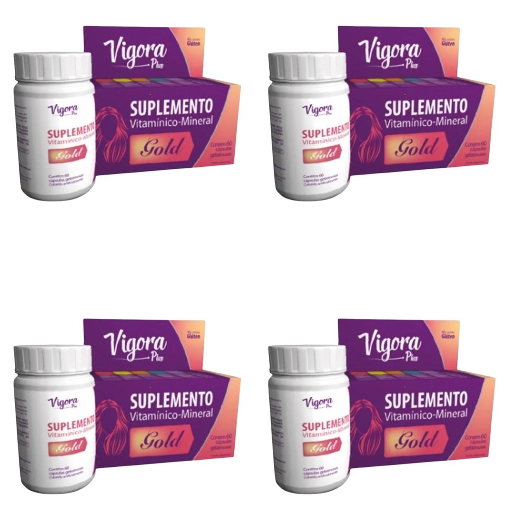 Kit Vigora Plus Gold Com 4 Unidades De 60 Cápsulas Cada | Shopee Brasil