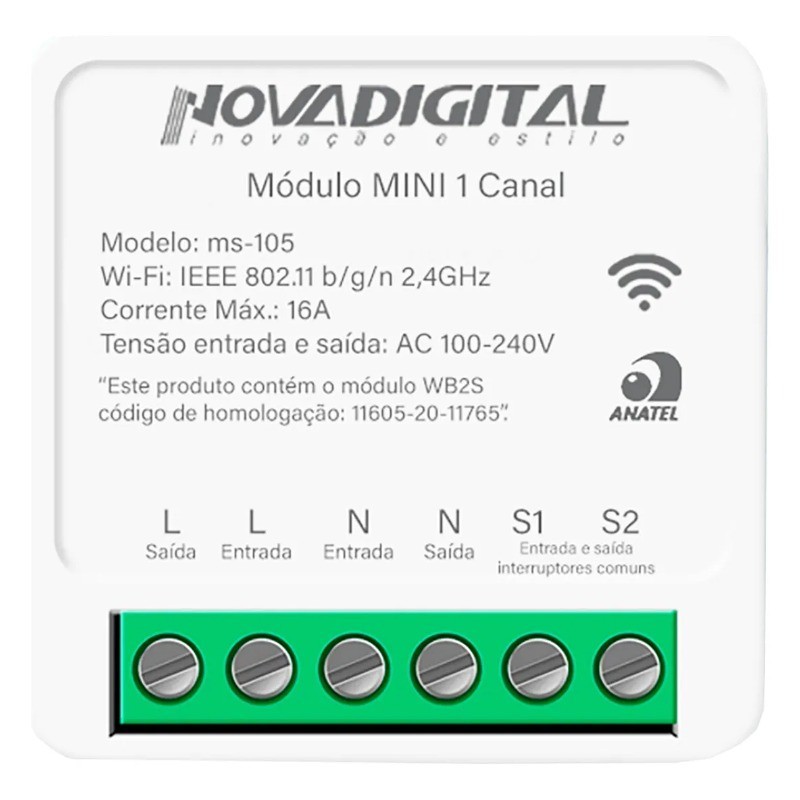 Módulo Relé Wi-Fi 1 Canal 16A Automação Residencial | Alexa, Google e App Smart Life