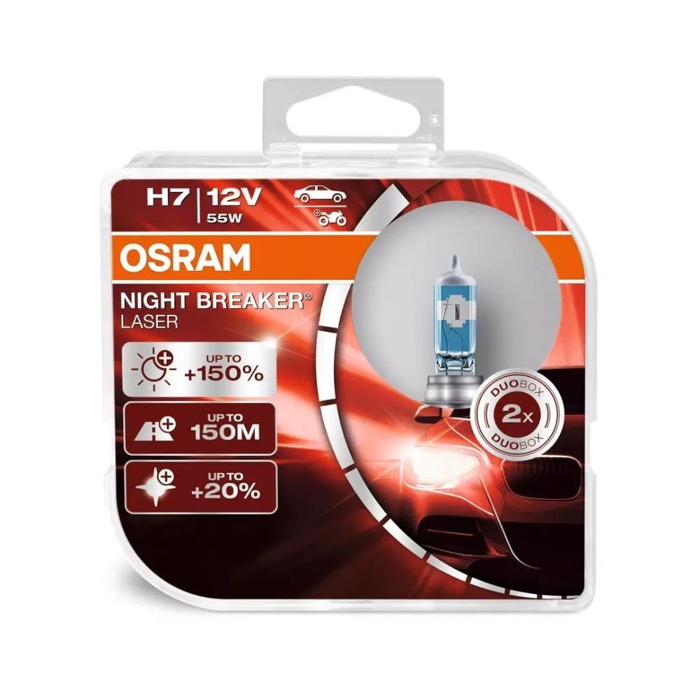 Par Lampada Farol Osram Night breaker Laser H7 55W 3900k
