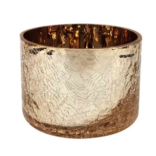 Vaso de Vidro Gold Craquelado Castiçal para Casa 8cm