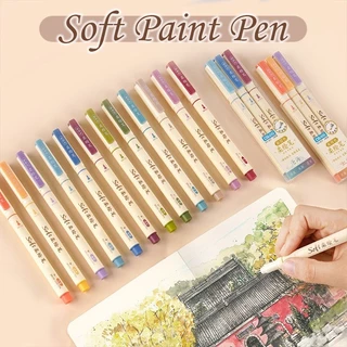 3 Peças/Conjunto Cabeça Macia Caligrafia Colorida Pincel De À Base De Água Tinta De Desenho Pintura Grafite Arte Caneta Material De Papelaria Escolar