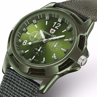 Miwell Nylon Relógio Esportivo Masculino De Para Esportes Ao Ar Livre Quartzo Exército Militar Verde Jam Tangan WH0166-80